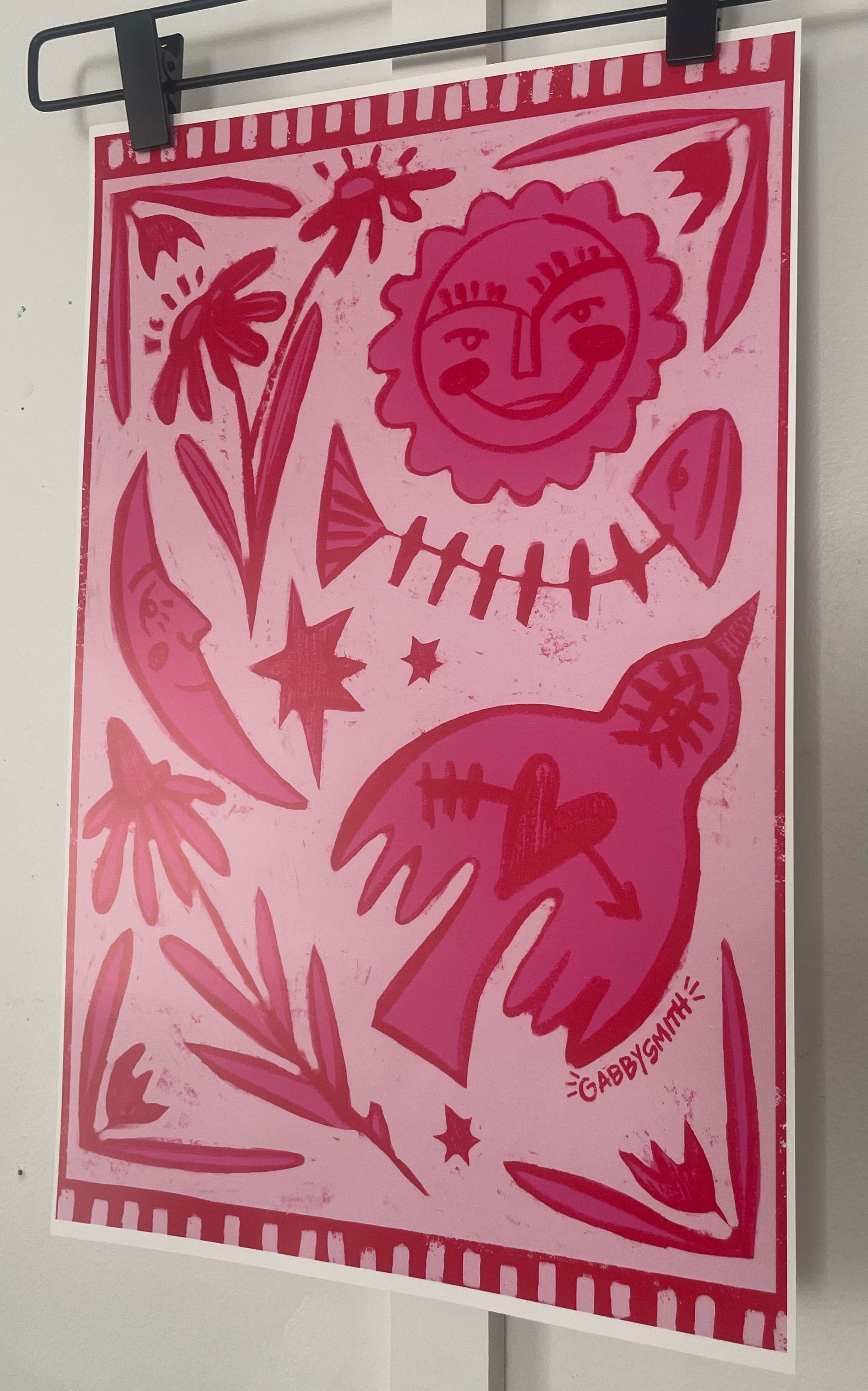 "Pink Folk" Print