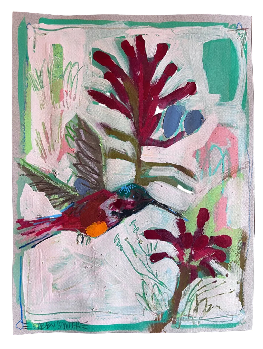 Hummingbird on paper- Unframed