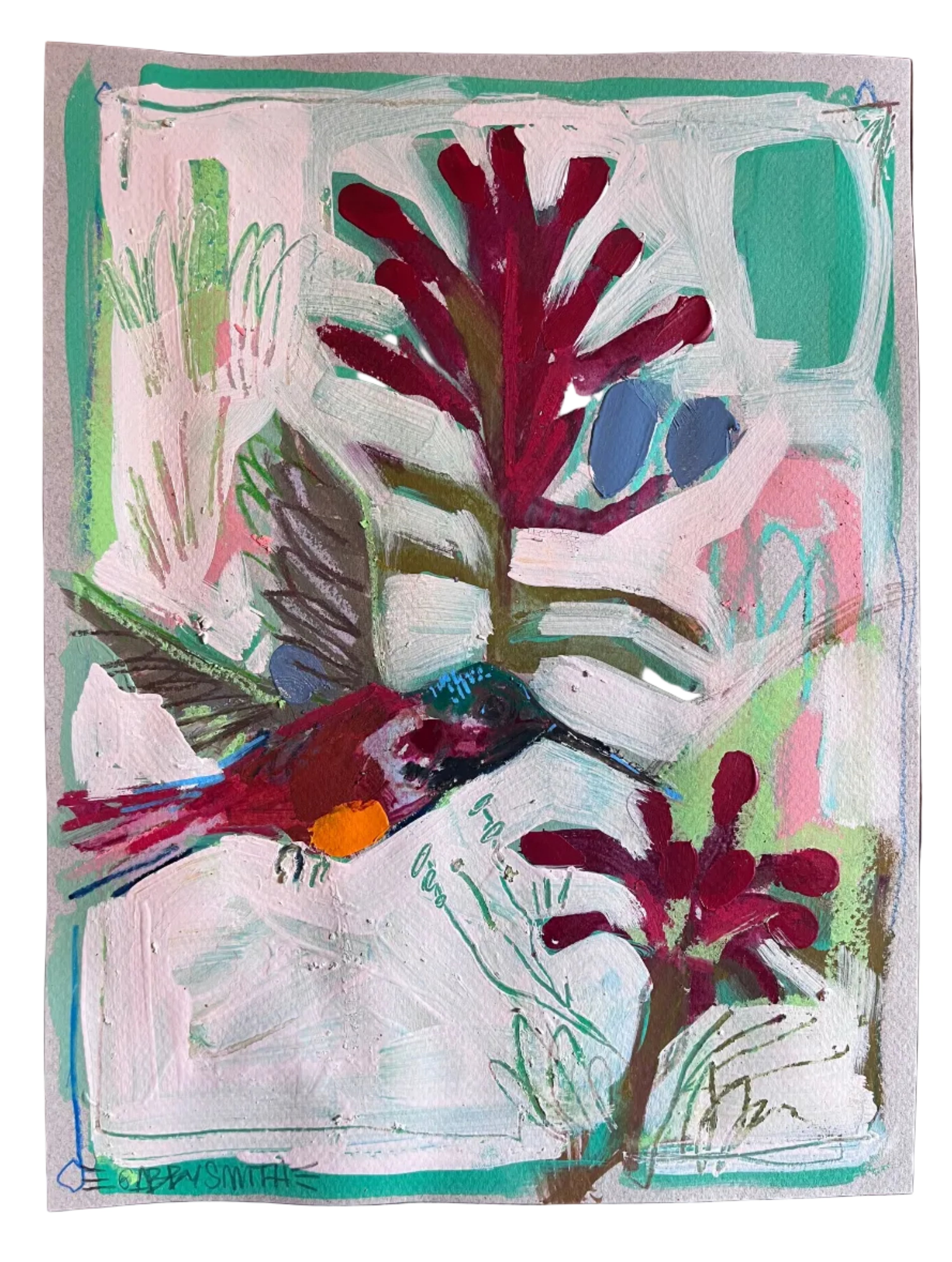 Hummingbird on paper- Unframed
