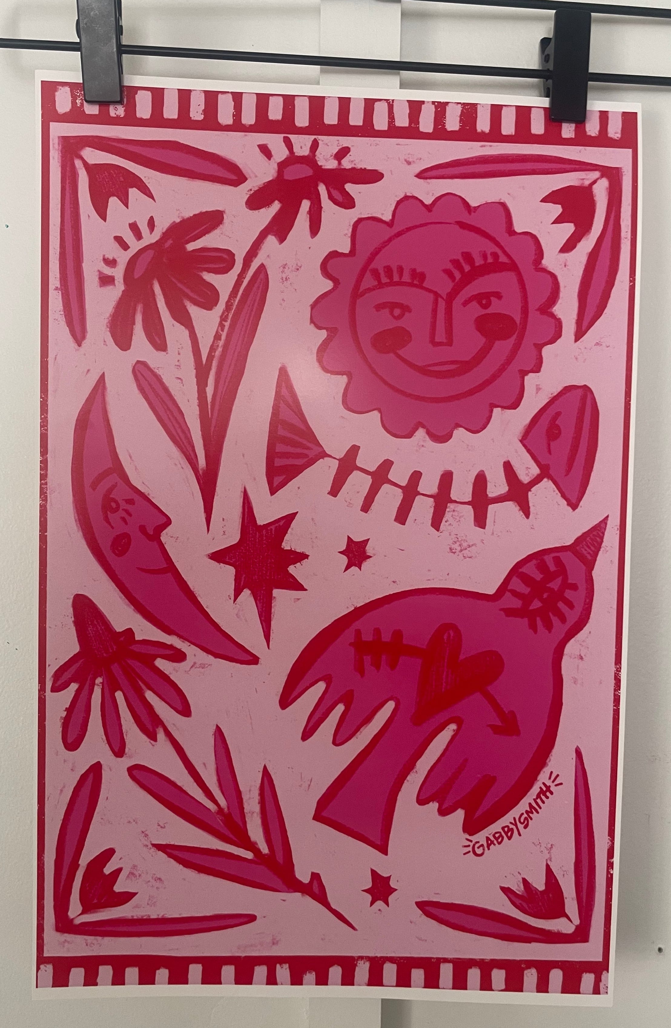 "Pink Folk" Print