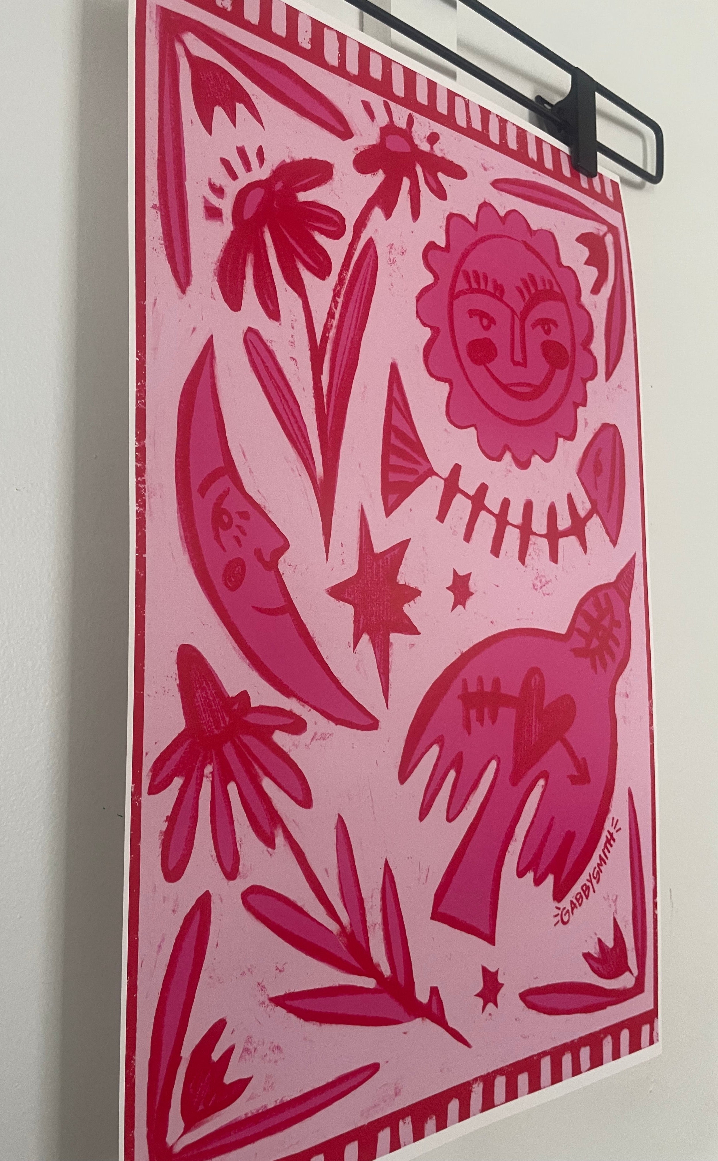 "Pink Folk" Print